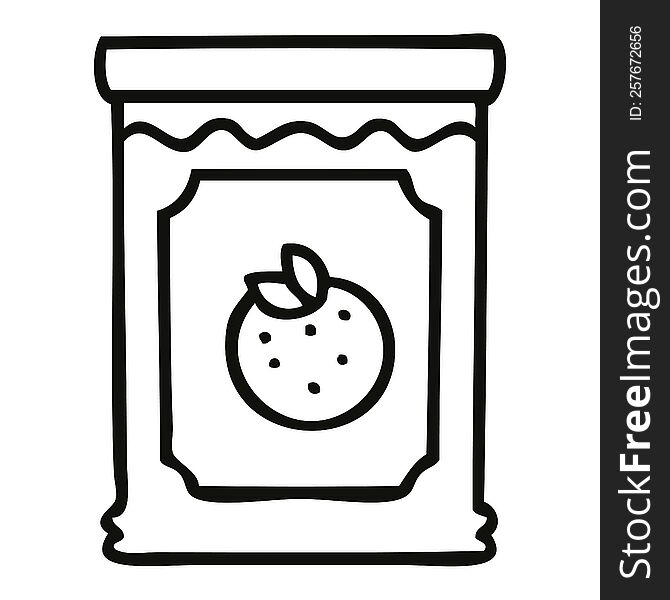 line drawing quirky cartoon jar of marmalade. line drawing quirky cartoon jar of marmalade