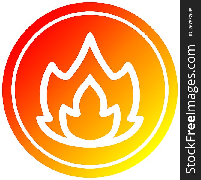simple flame circular icon with warm gradient finish. simple flame circular icon with warm gradient finish