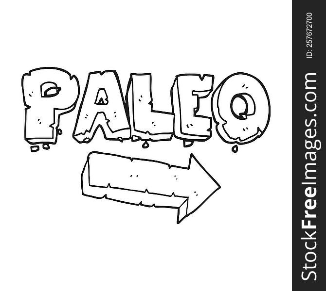 Black And White Cartoon Paleo Diet Pointing Arrow