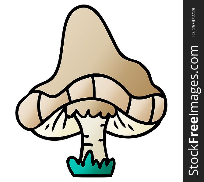 hand drawn gradient cartoon doodle of a single mushroom