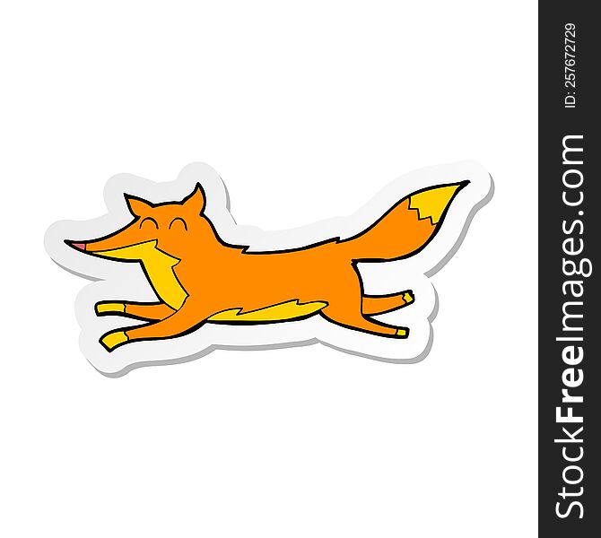 sticker of a cartoon running fox