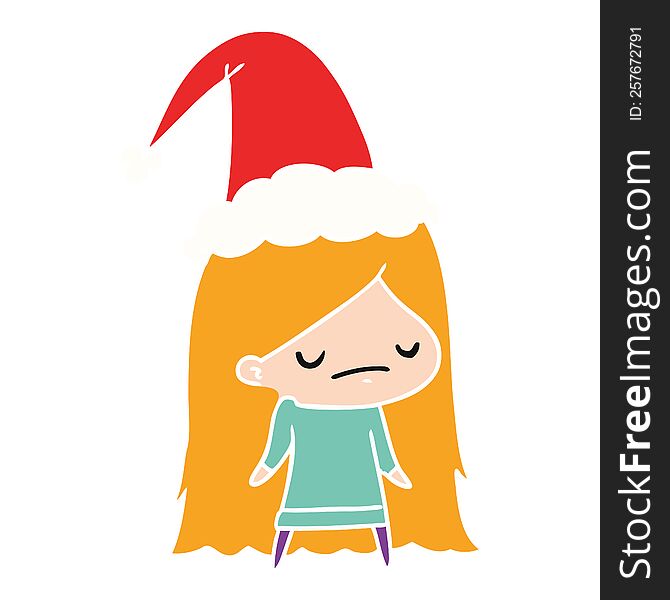 hand drawn christmas cartoon of kawaii girl