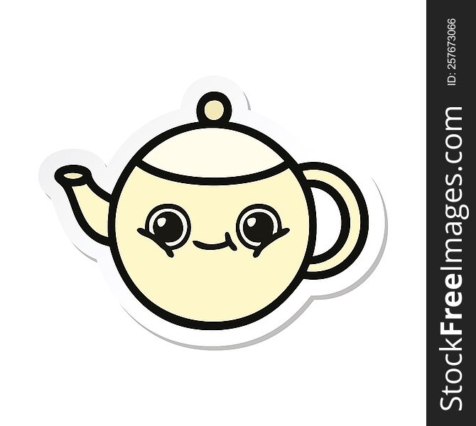 sticker of a cute cartoon tea pot