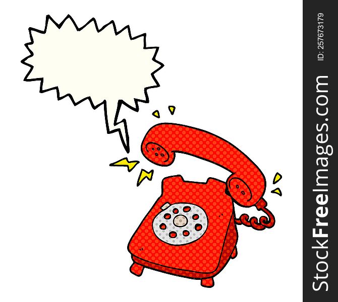 Comic Book Speech Bubble Cartoon Ringing Telephone