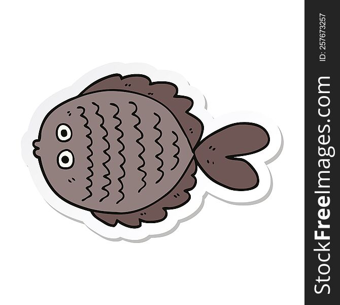 Sticker Of A Cartoon Flat Fish