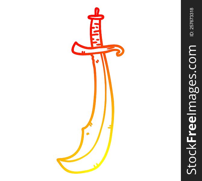 warm gradient line drawing of a curved sword