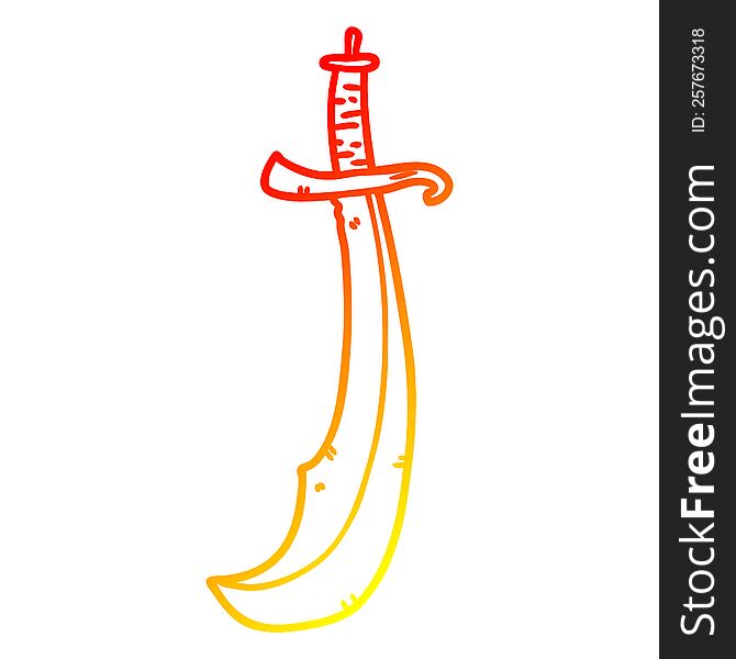 warm gradient line drawing curved sword