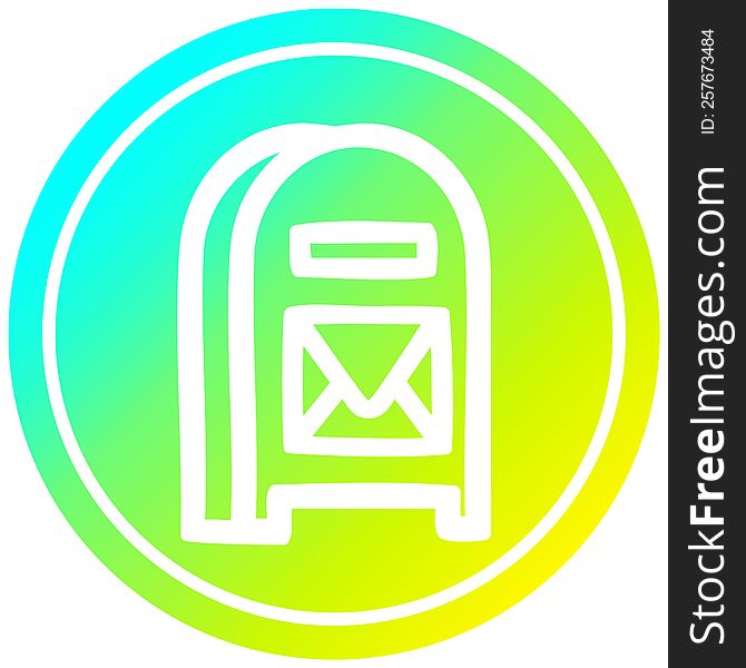 mail box circular icon with cool gradient finish. mail box circular icon with cool gradient finish