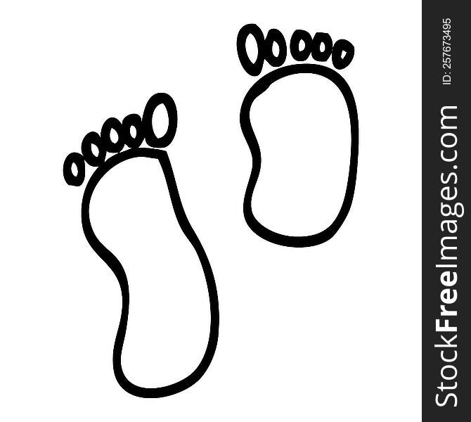 black and white cartoon foot prints