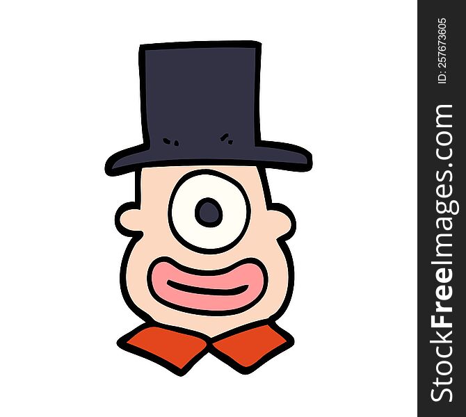 cartoon doodle cyclops in top hat