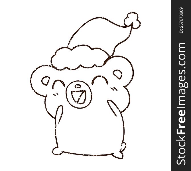 Christmas Polar Bear Charcoal Drawing