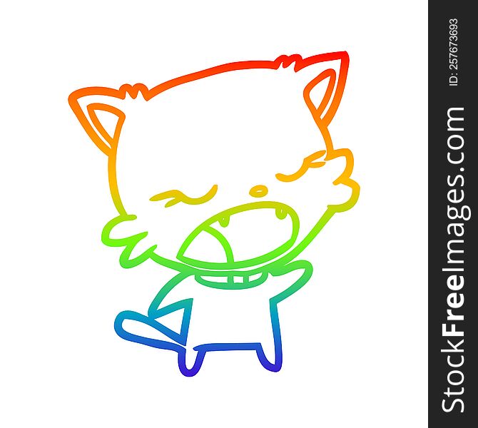 Rainbow Gradient Line Drawing Cute Cat Talking