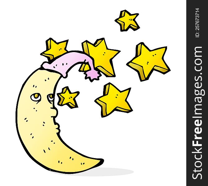 Sleepy Moon Cartoon