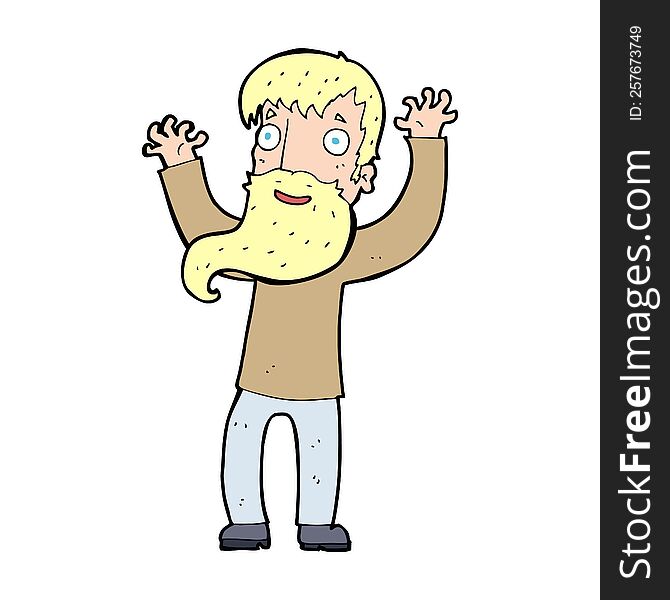cartoon excited man with beard