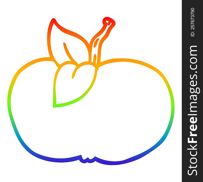 Rainbow Gradient Line Drawing Cartoon Juicy Apple