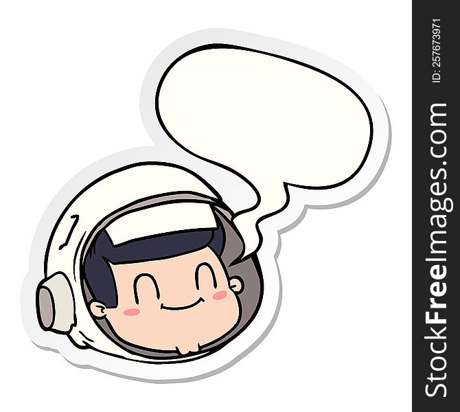 cartoon astronaut face with speech bubble sticker