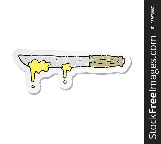 Retro Distressed Sticker Of A Cartoon Butter Knife