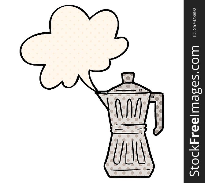 Cartoon Espresso Maker And Speech Bubble In Comic Book Style