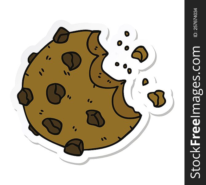sticker of a quirky hand drawn cartoon cookie
