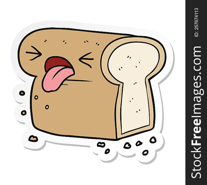 sticker of a cartoon disgusted loaf of bread