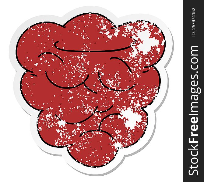 Distressed Sticker Of A Quirky Hand Drawn Cartoon Raspberry