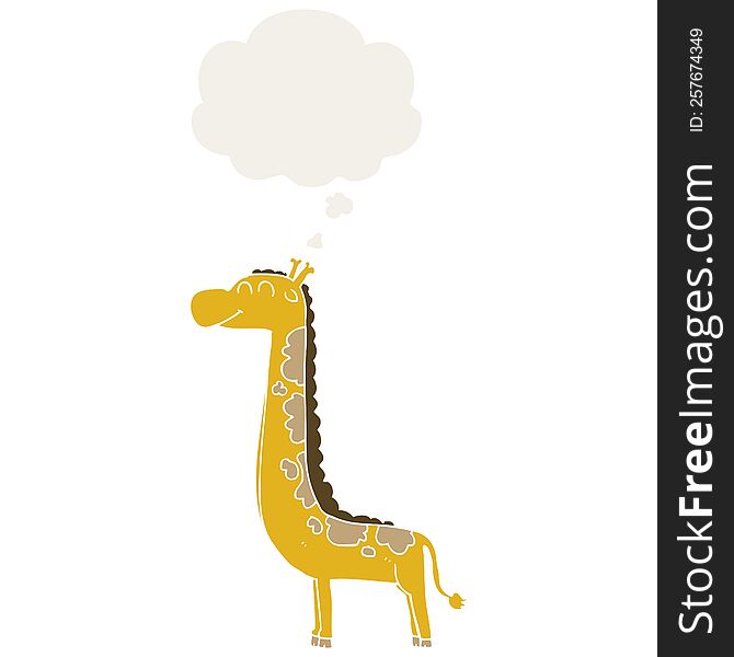 Cartoon Giraffe And Thought Bubble In Retro Style