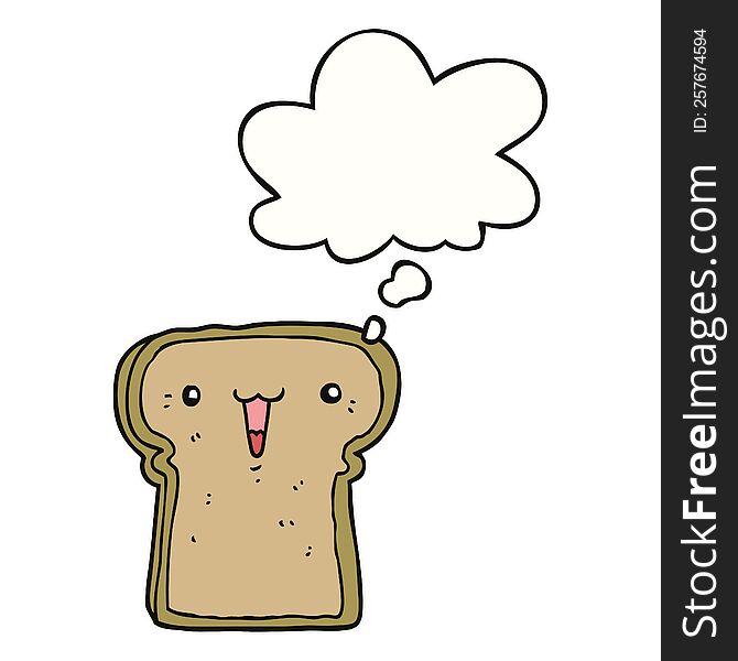 cute cartoon toast with thought bubble. cute cartoon toast with thought bubble