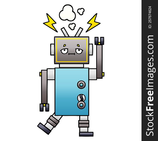 Gradient Shaded Cartoon Malfunctioning Robot