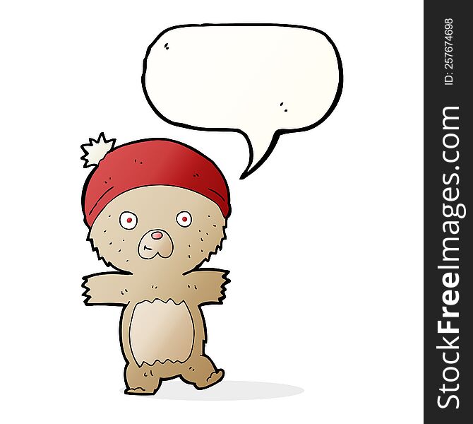Cartoon Funny Teddy Bear With Speech Bubble