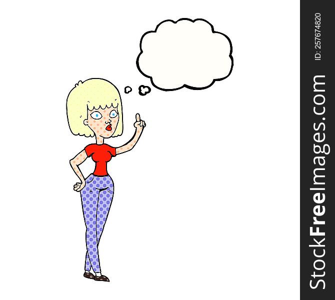 Thought Bubble Cartoon Woman With Idea
