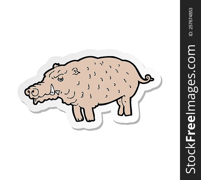 Sticker Of A Cartoon Hog