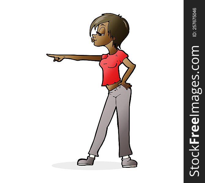 cartoon hip woman pointing