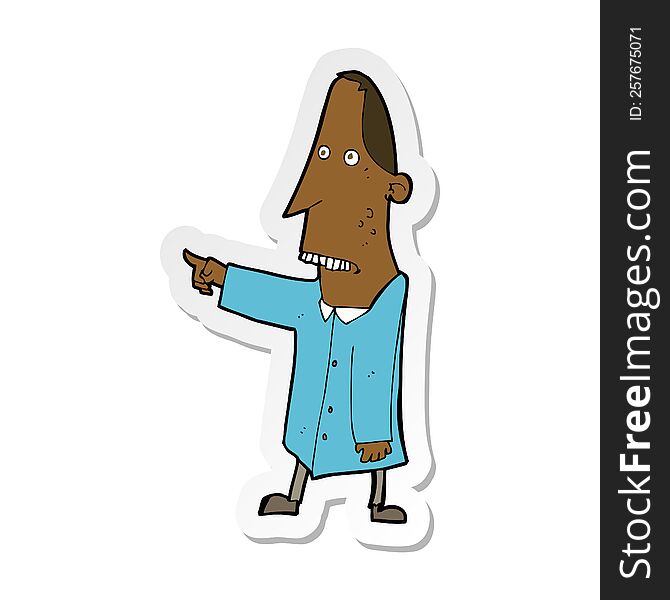 Sticker Of A Cartoon Ugly Man Pointing