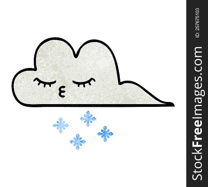 Retro Grunge Texture Cartoon Snow Cloud