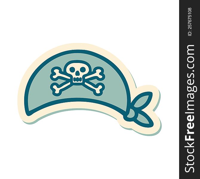 sticker of tattoo in traditional style of pirate head scarf. sticker of tattoo in traditional style of pirate head scarf