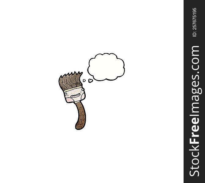 Cartoon Paint Brush With Thought Bubble