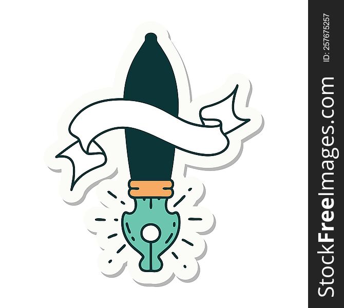sticker of a tattoo style fountain pen