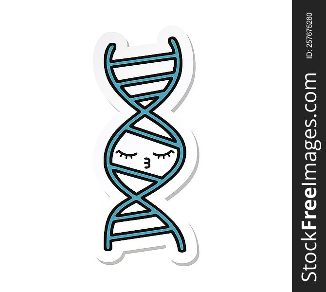 sticker of a cute cartoon DNA strand