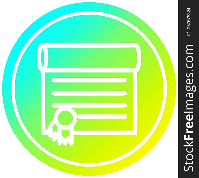 Diploma Certificate Circular In Cold Gradient Spectrum