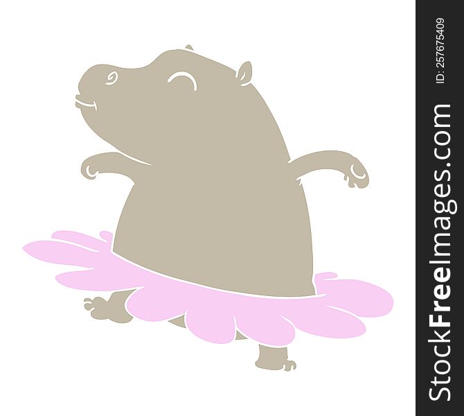 flat color style cartoon hippo ballerina