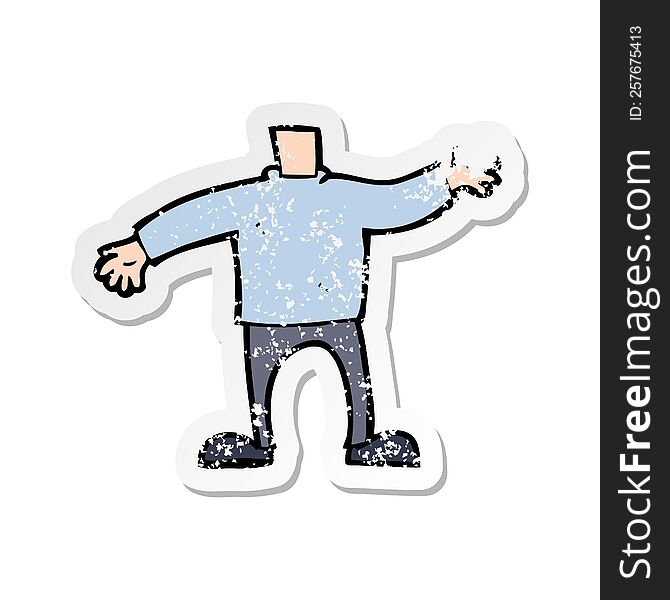 retro distressed sticker of a cartoon body waving arms