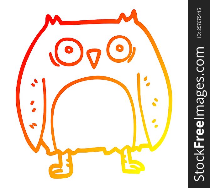 Warm Gradient Line Drawing Funny Cartoon Owl