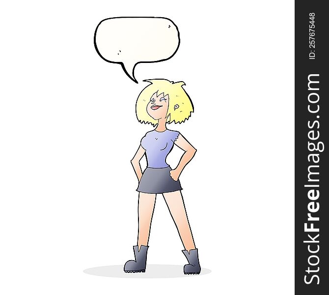 cartoon capable woman with speech bubble