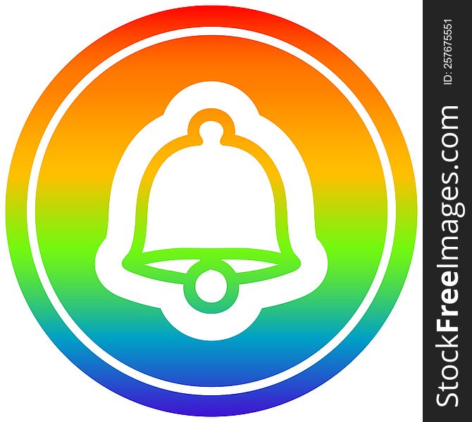 old bell circular icon with rainbow gradient finish. old bell circular icon with rainbow gradient finish