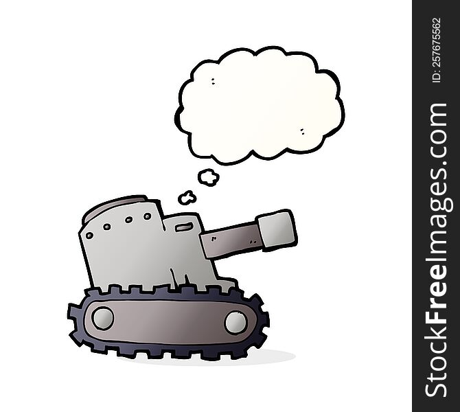 cartoon army tank with thought bubble