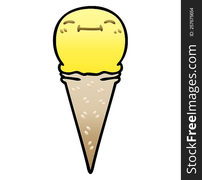 Quirky Gradient Shaded Cartoon Happy Ice Cream