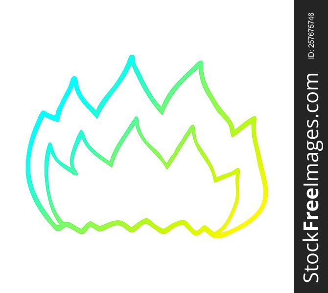 cold gradient line drawing of a cartoon gas flame
