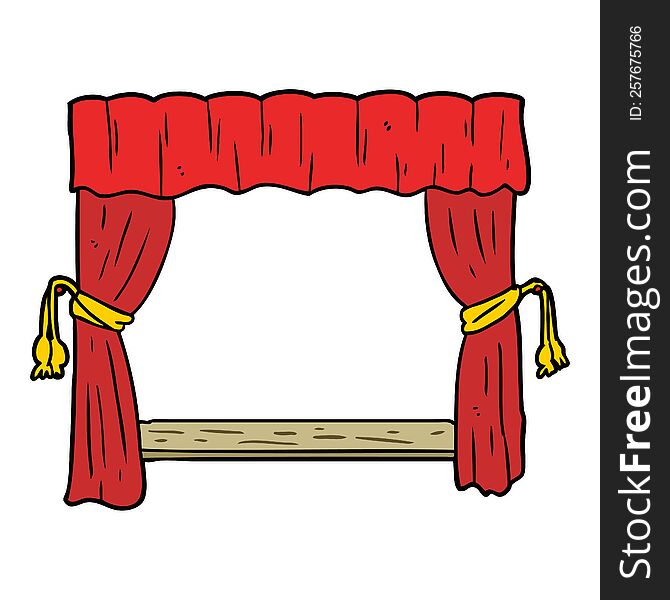 cartoon curtains opening onto stage. cartoon curtains opening onto stage