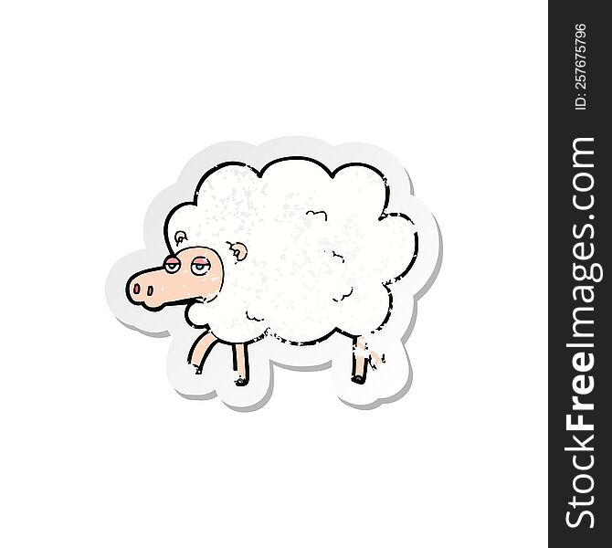 Retro Distressed Sticker Of A Cartoon Sheep