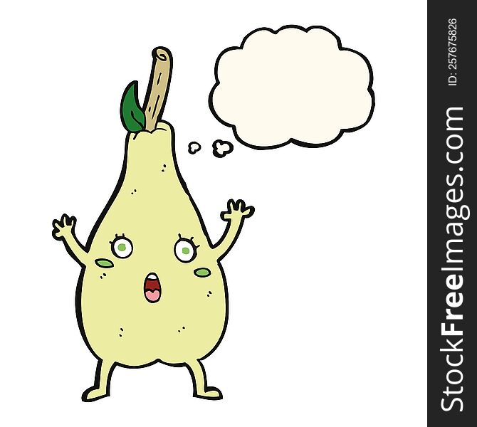 Cartoon Frightened Pear With Thought Bubble